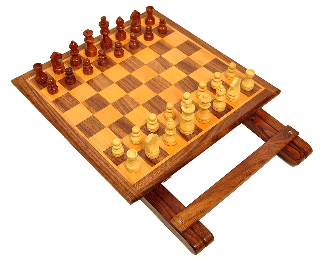 Sheesham Wood Handicrafts Wooden Chess Board with 32 Chessmen